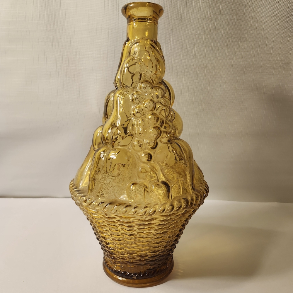 Vintage Empoli Amber Fruit Basket Italian Genie Bottle Decanter- PLEASE READ